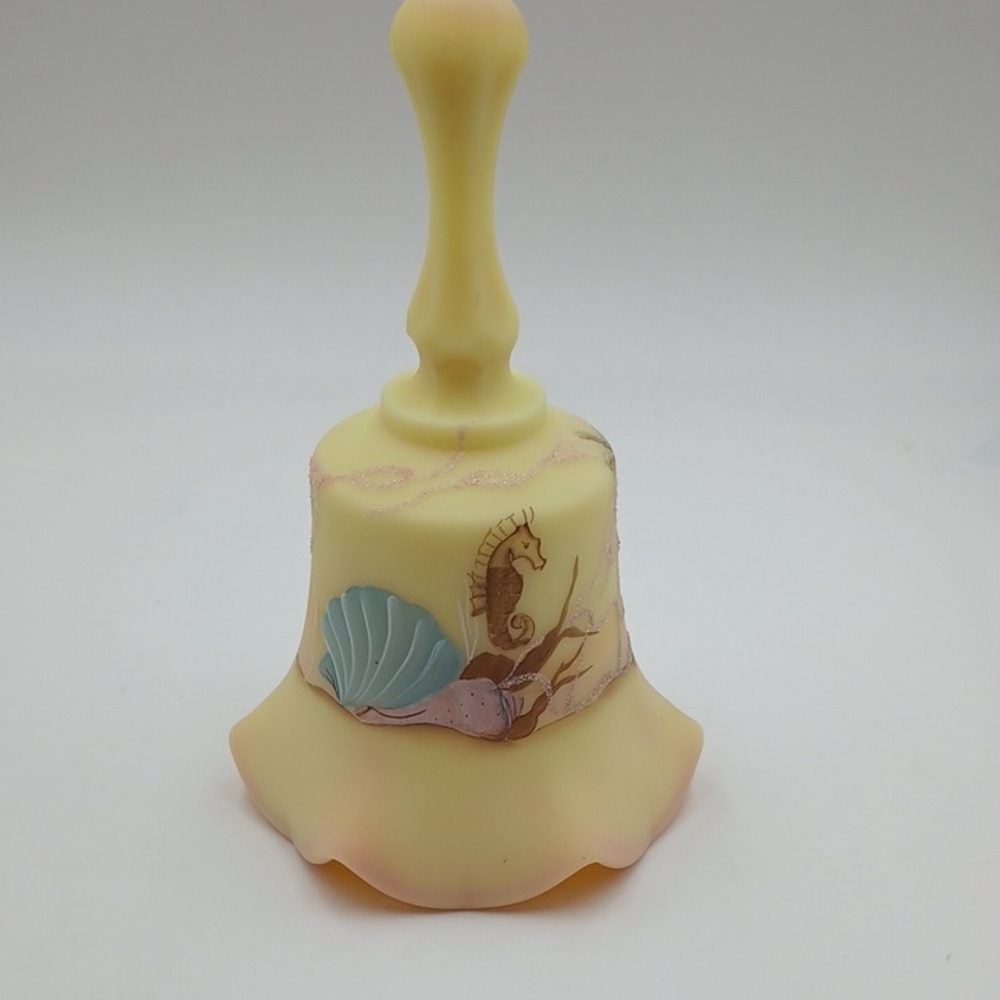 Fenton Burmese Seashell Ocean Bell Signed Beachy Seaside